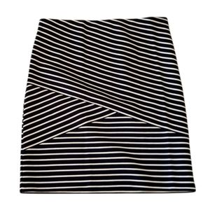 LOFT Blue and White Midi Skirt with stripes